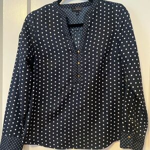 The Limited Navy Polka Dot Blouse